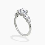 18K Solid Gold Leona Asscher Accent Lab Diamond Ring