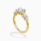 18K Solid Gold Leona Asscher Accent Lab Diamond Ring