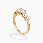 18K Solid Gold Leona Cushion Accent Lab Diamond Ring