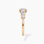 18K Solid Gold Leona Cushion Accent Lab Diamond Ring