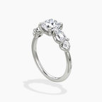 18K Solid Gold Leona Cushion Accent Lab Diamond Ring