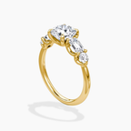 18K Solid Gold Leona Cushion Accent Lab Diamond Ring