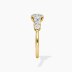 18K Solid Gold Leona Cushion Accent Lab Diamond Ring