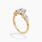 18K Solid Gold Leona Emerald Accent Lab Diamond Ring