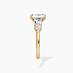 18K Solid Gold Leona Emerald Accent Lab Diamond Ring