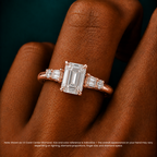 18K Solid Gold Leona Emerald Accent Lab Diamond Ring