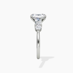18K Solid Gold Leona Emerald Accent Lab Diamond Ring