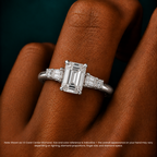 18K Solid Gold Leona Emerald Accent Lab Diamond Ring