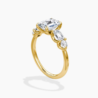 18K Solid Gold Leona Emerald Accent Lab Diamond Ring