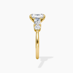 18K Solid Gold Leona Emerald Accent Lab Diamond Ring