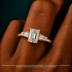 18K Solid Gold Leona Emerald Accent Lab Diamond Ring