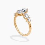 18K Solid Gold Leona Marquise Accent Lab Diamond Ring
