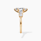 18K Solid Gold Leona Marquise Accent Lab Diamond Ring