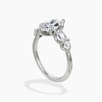 18K Solid Gold Leona Marquise Accent Lab Diamond Ring