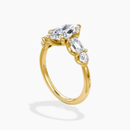 18K Solid Gold Leona Marquise Accent Lab Diamond Ring