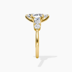 18K Solid Gold Leona Marquise Accent Lab Diamond Ring