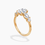 18K Solid Gold Leona Oval Accent Lab Diamond Ring
