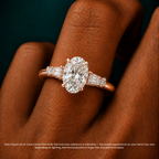 18K Solid Gold Leona Oval Accent Lab Diamond Ring
