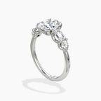 18K Solid Gold Leona Oval Accent Lab Diamond Ring