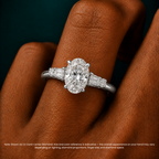 18K Solid Gold Leona Oval Accent Lab Diamond Ring