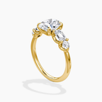 18K Solid Gold Leona Oval Accent Lab Diamond Ring