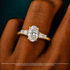 18K Solid Gold Leona Oval Accent Lab Diamond Ring