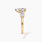 18K Solid Gold Leona Pear Accent Lab Diamond Ring