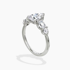 18K Solid Gold Leona Pear Accent Lab Diamond Ring