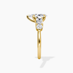 18K Solid Gold Leona Pear Accent Lab Diamond Ring