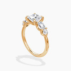 18K Solid Gold Leona Princess Accent Lab Diamond Ring