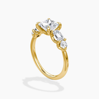 18K Solid Gold Leona Princess Accent Lab Diamond Ring