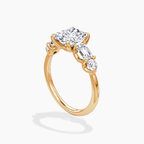 18K Solid Gold Leona Radiant Accent Lab Diamond Ring