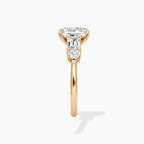 18K Solid Gold Leona Radiant Accent Lab Diamond Ring