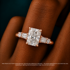 18K Solid Gold Leona Radiant Accent Lab Diamond Ring