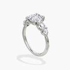 18K Solid Gold Leona Radiant Accent Lab Diamond Ring
