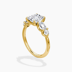 18K Solid Gold Leona Radiant Accent Lab Diamond Ring