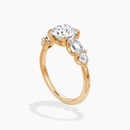 18K Solid Gold Leona Round Accent Lab Diamond Ring