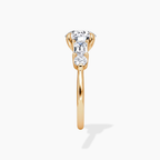 18K Solid Gold Leona Round Accent Lab Diamond Ring