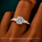 18K Solid Gold Leona Round Accent Lab Diamond Ring