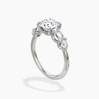 18K Solid Gold Leona Round Accent Lab Diamond Ring