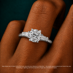 18K Solid Gold Leona Round Accent Lab Diamond Ring