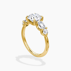 18K Solid Gold Leona Round Accent Lab Diamond Ring
