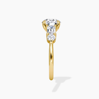 18K Solid Gold Leona Round Accent Lab Diamond Ring