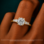 18K Solid Gold Leona Round Accent Lab Diamond Ring