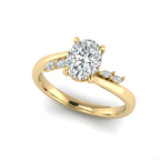 Oval Cut Bypass Marquise Cluster Engagement Ring in Solid Gold⁠