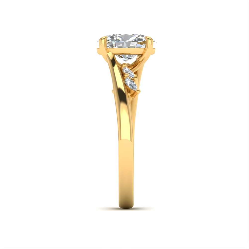 Lily Accents Oval Lab Diamond Ring in 18K Gold