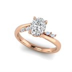 Oval Cut Bypass Marquise Cluster Engagement Ring in Solid Gold⁠