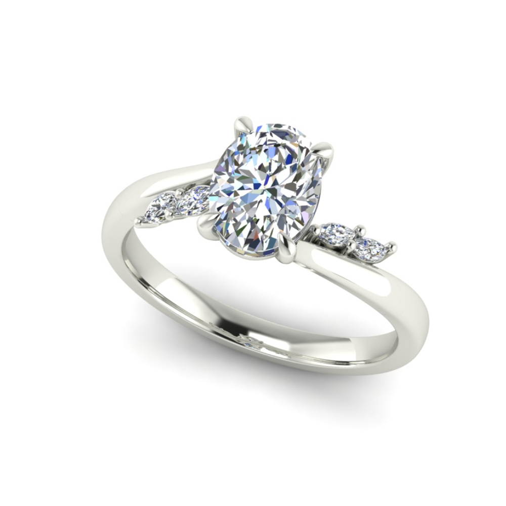 Lily Accents Oval Lab Diamond Ring in 18K Gold