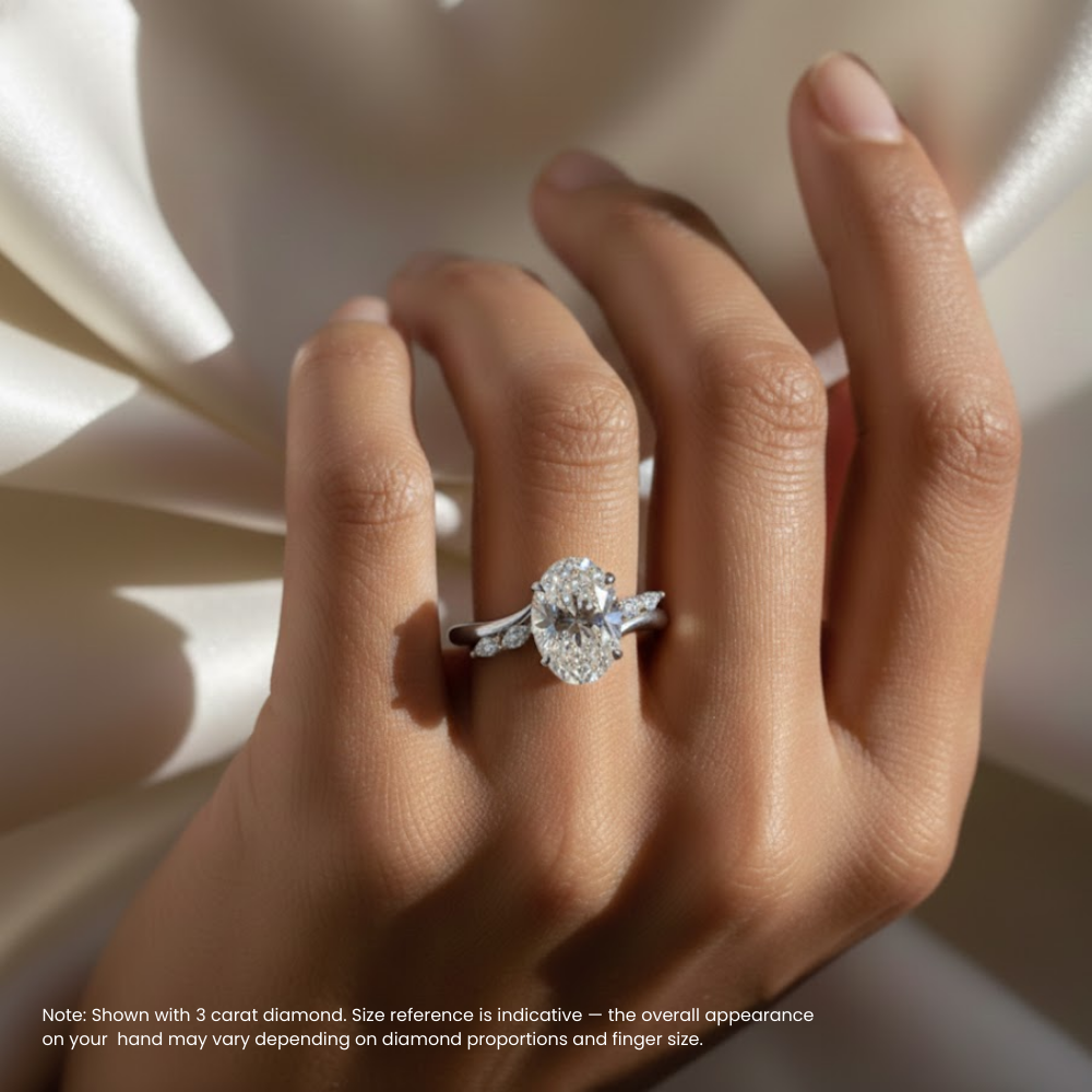 Lily Accents Oval Lab Diamond Ring in 18K Gold