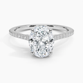 3 ct. Oval Lab Diamond Hidden Halo Cathedral Half Pave Setting 18K Yellow Gold